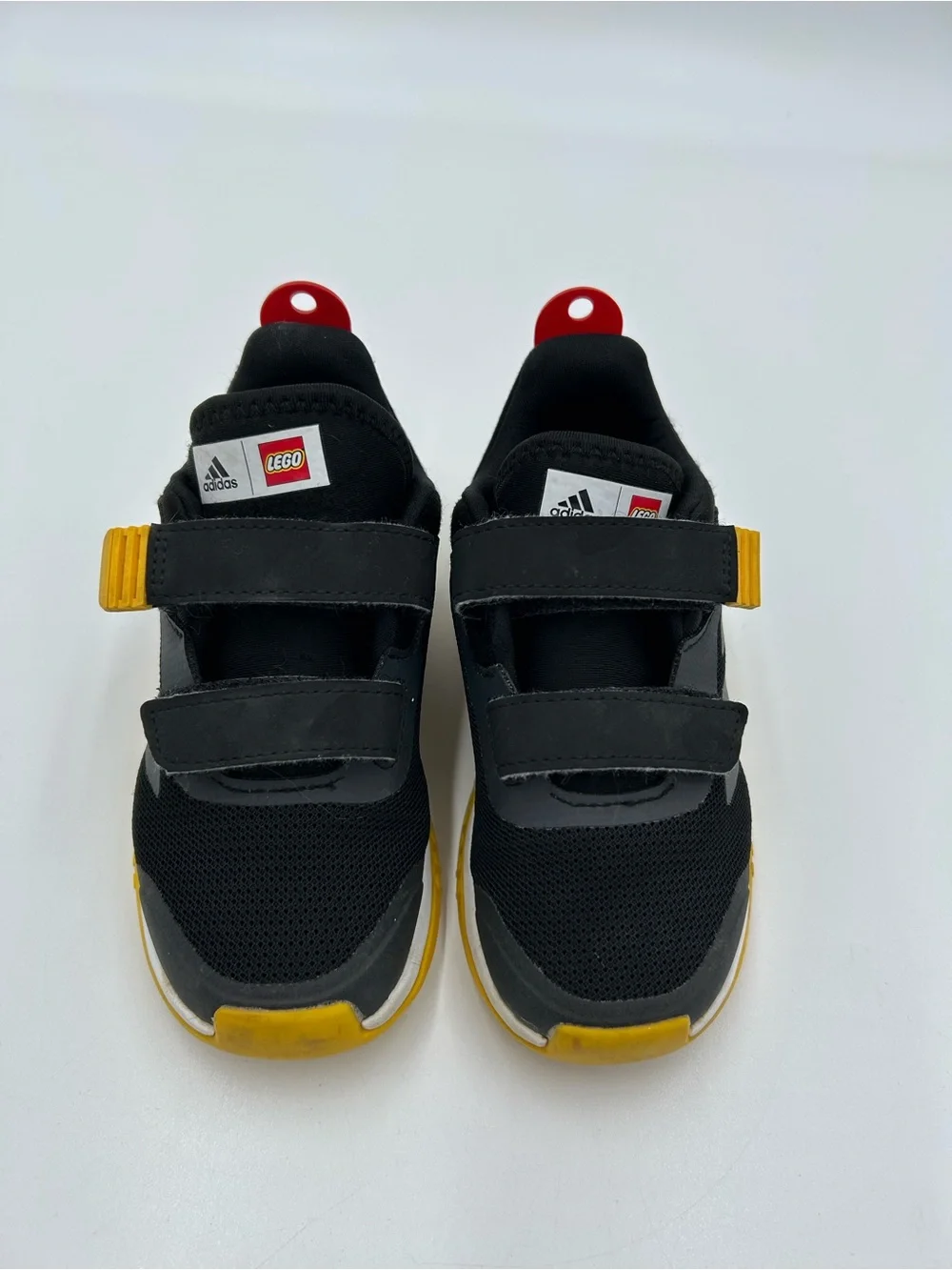Adidas Lego Kids Black & Yellow Velcro Athletic Shoes 8 1/2
